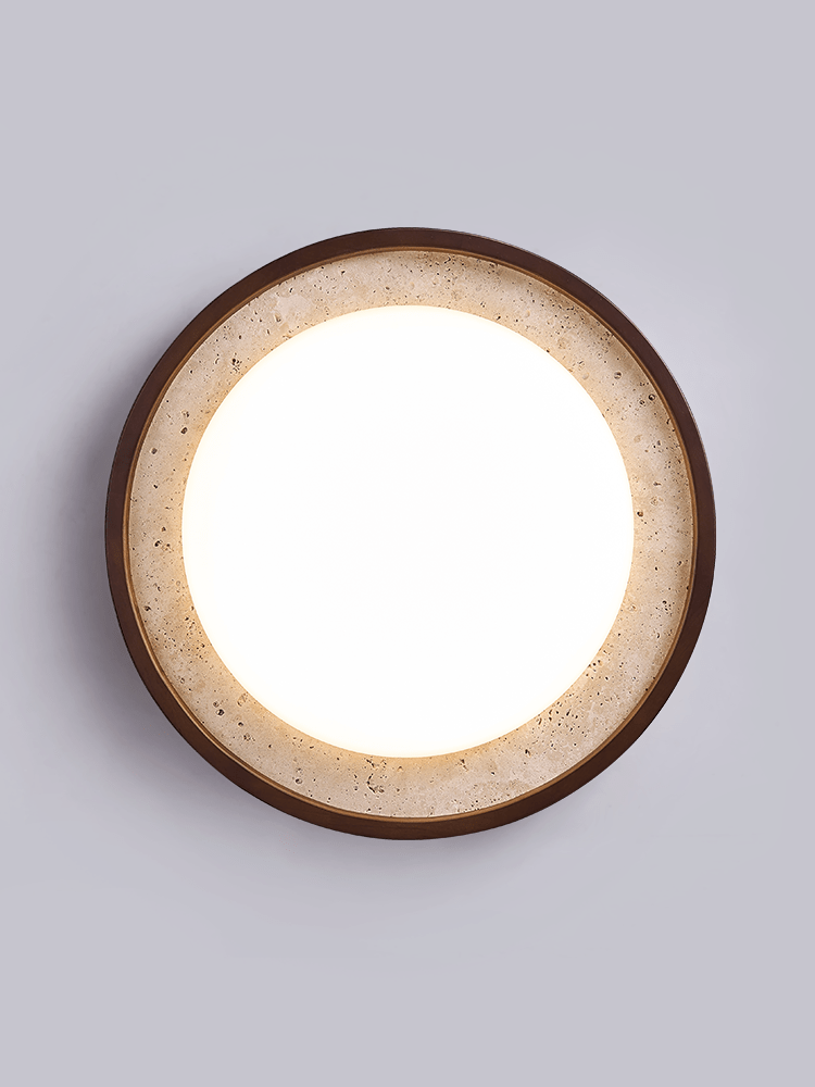 Bexm Round Yellow Travertine Ceiling Light