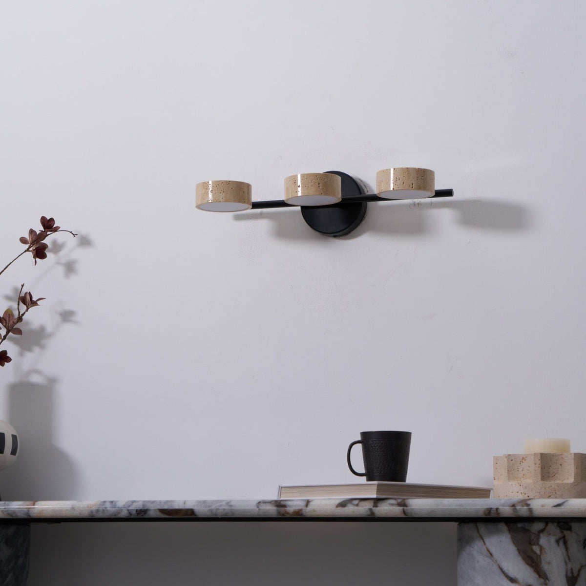 Ceshair Wall Light Multi Head Travertine Vanity Light