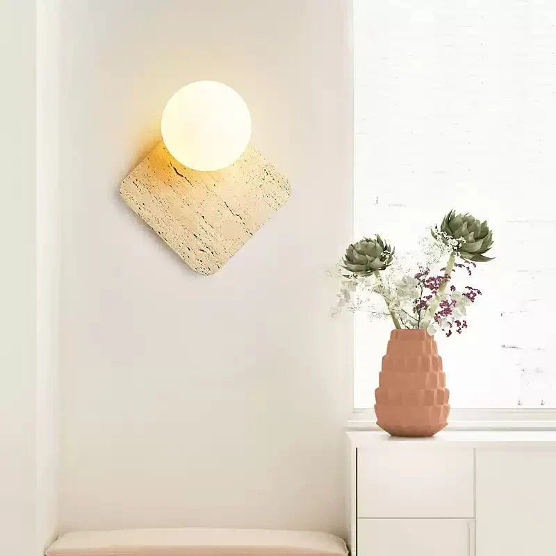 Pia Elmwood Globe Wood Wall Lamp
