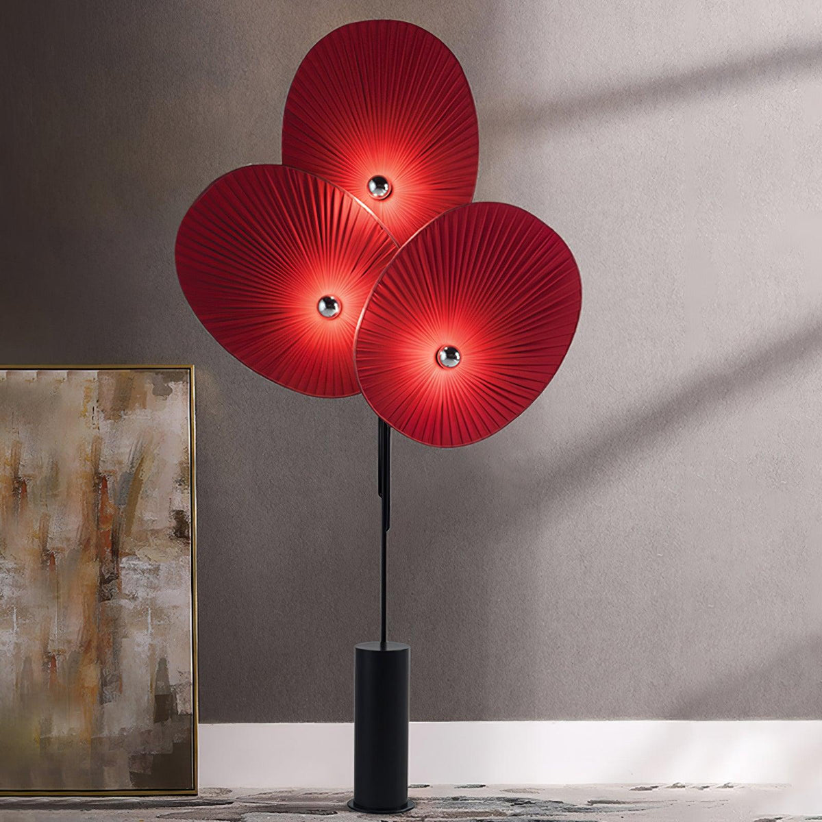 Scarlet Petal Fabric Floor Lamp