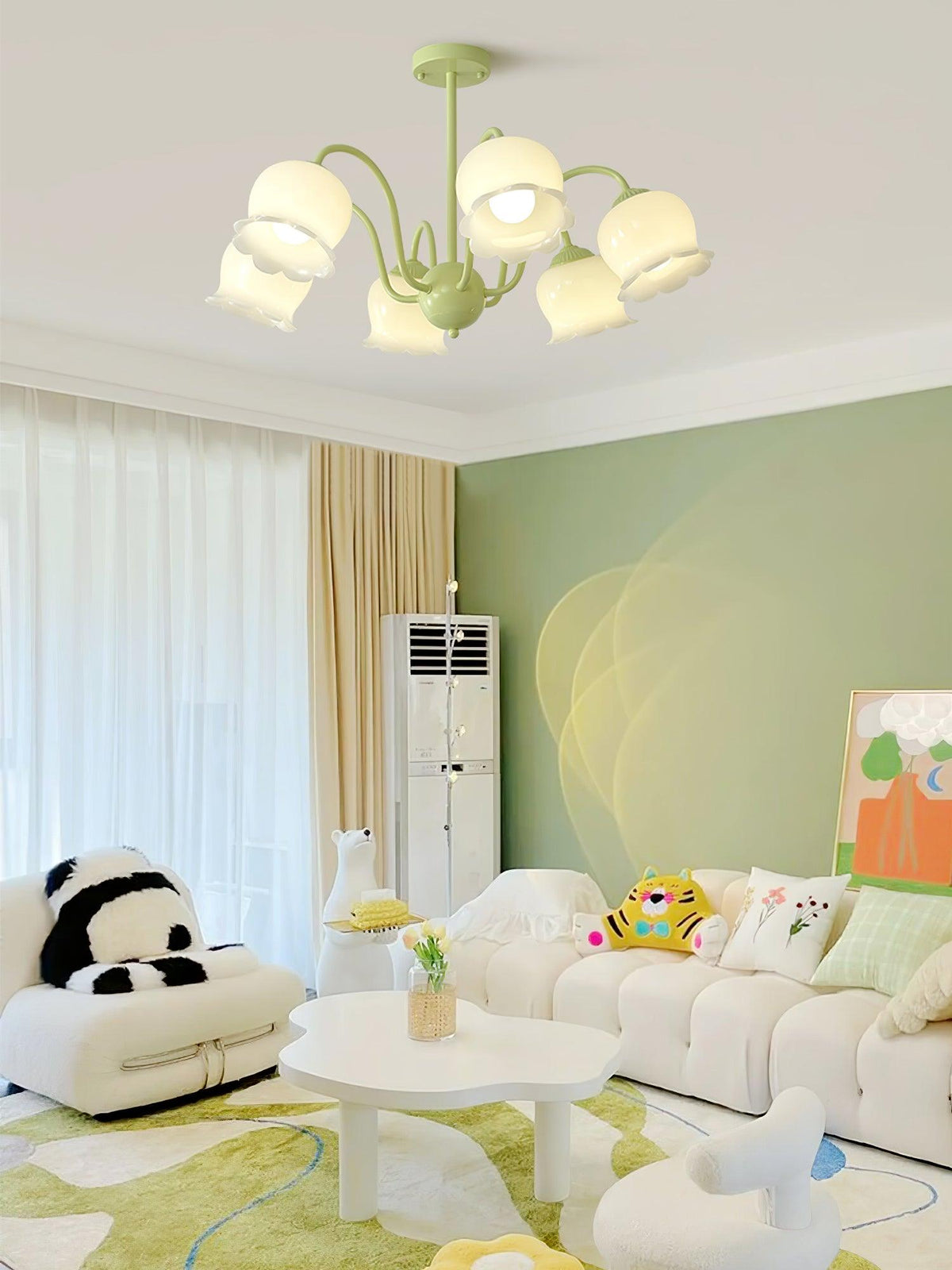 Ibis Trumpet Chandelier Floral Pastel Glass Petals