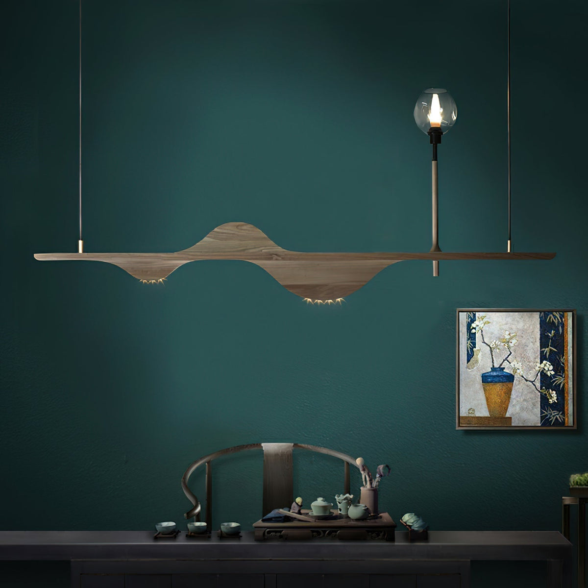 Cushais Wave Wood Pendant Light
