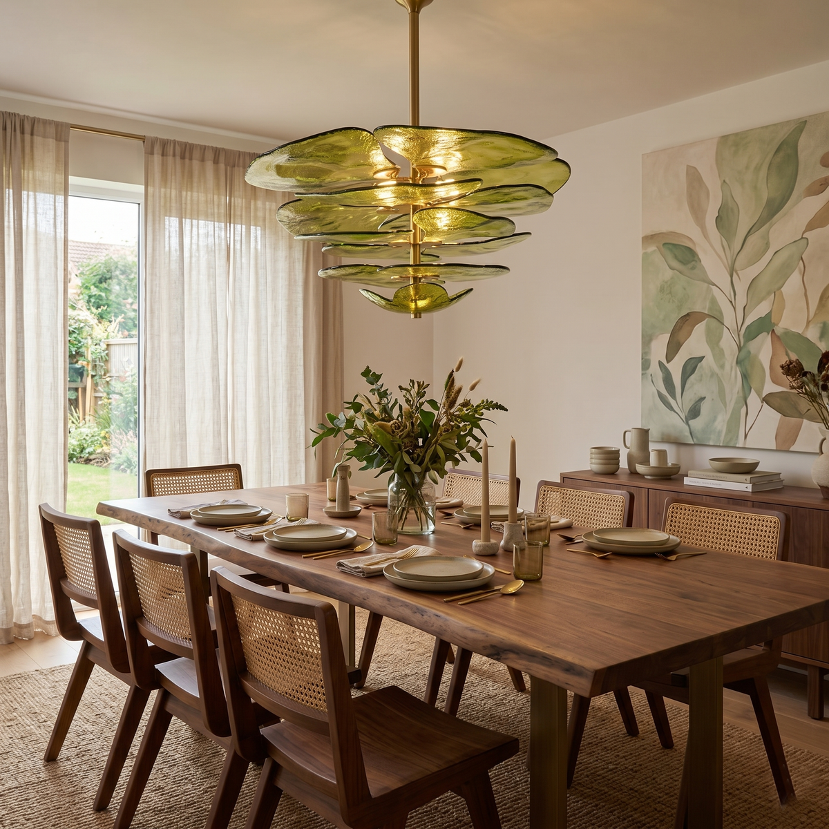 Giby Lotus Leaf Layered Glass Chandelier