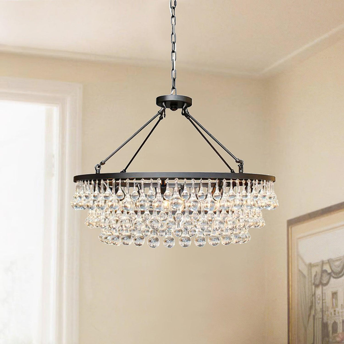 Avelis Postmodern Luxury Unique Tiered Crystal Chandelier