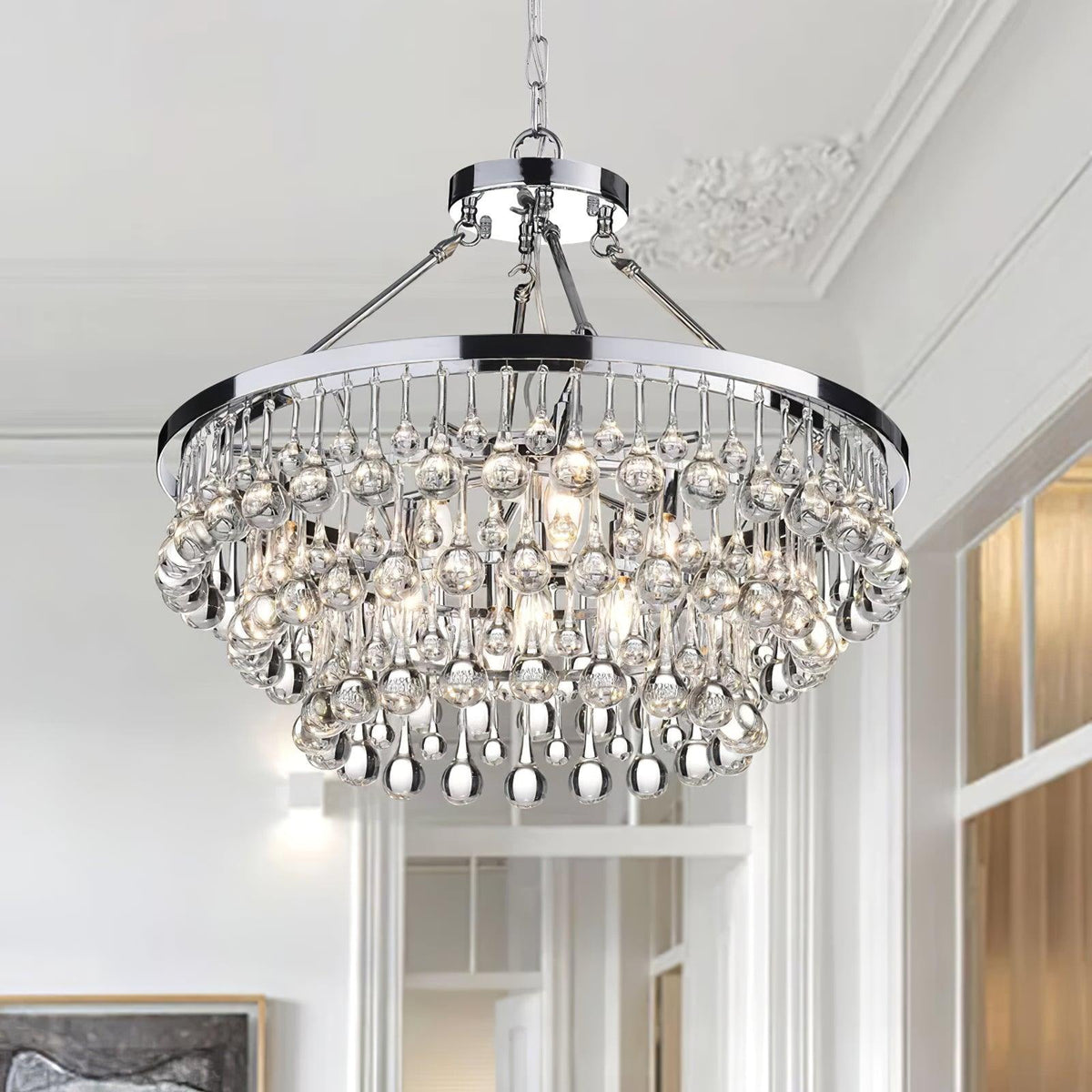 Avelis Postmodern Luxury Unique Tiered Crystal Chandelier