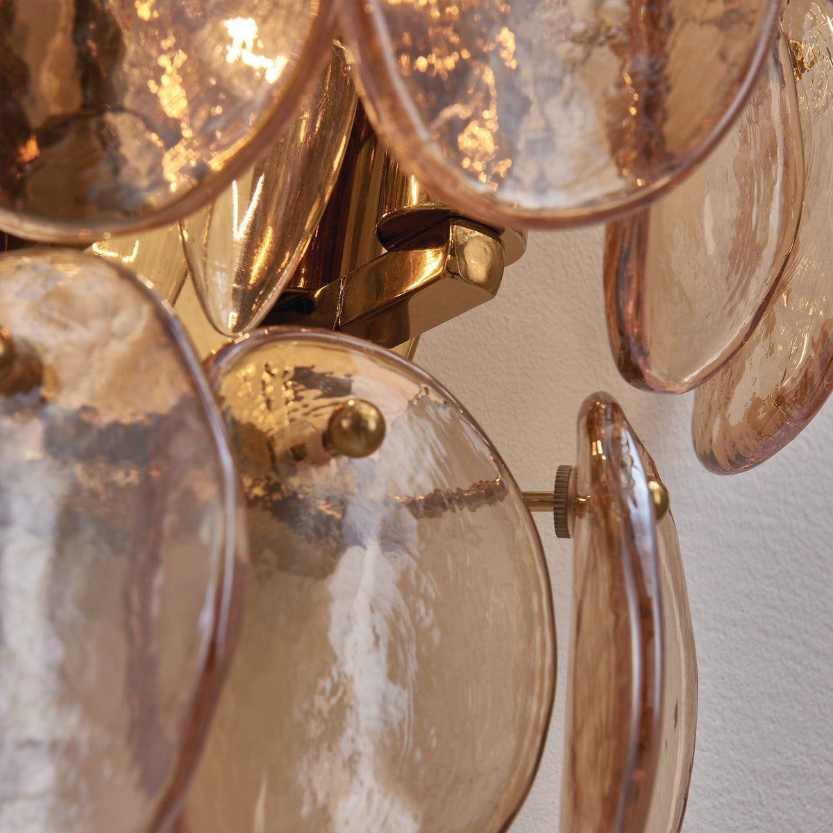 Velearia Wall Lamp Amber Glass Disc Fish Scale Brass