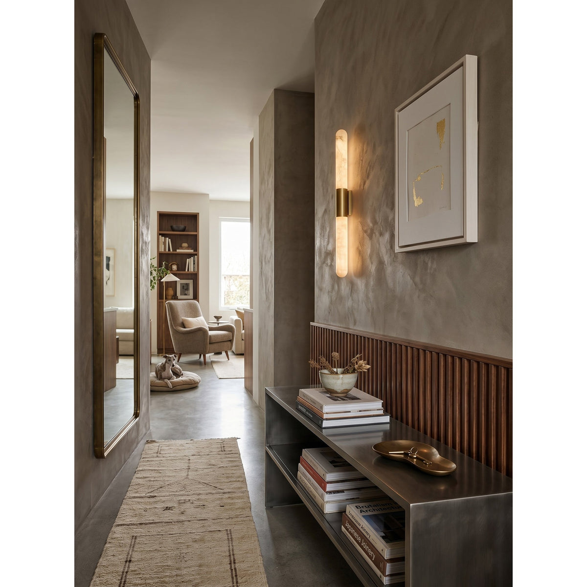Eireaya Line Alabaster Tube Wall Sconce