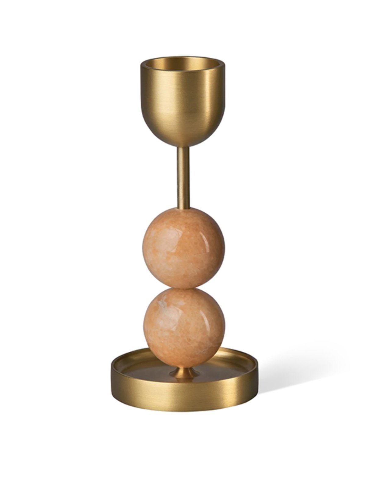 Fuldo Verdant Sphere Candle Holder Brushed Brass Accent Mid-century Interior
