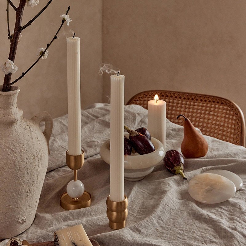 Fuldo Verdant Sphere Candle Holder Brushed Brass Accent Mid-century Interior