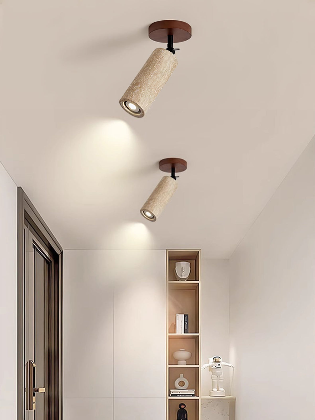 Cesilyra Cylindrical-Tube Travertine Wall Light