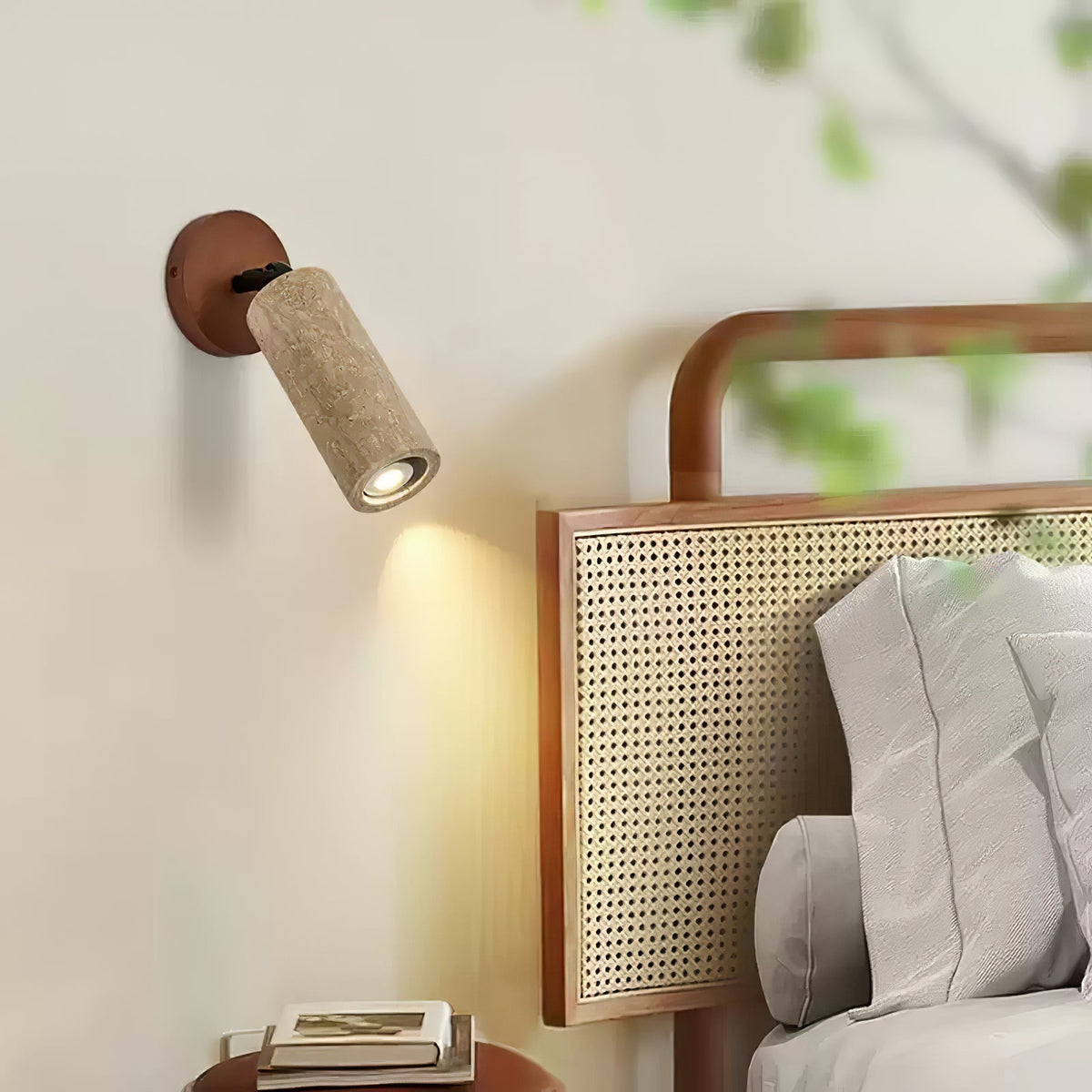 Cesilyra Cylindrical-Tube Travertine Wall Light