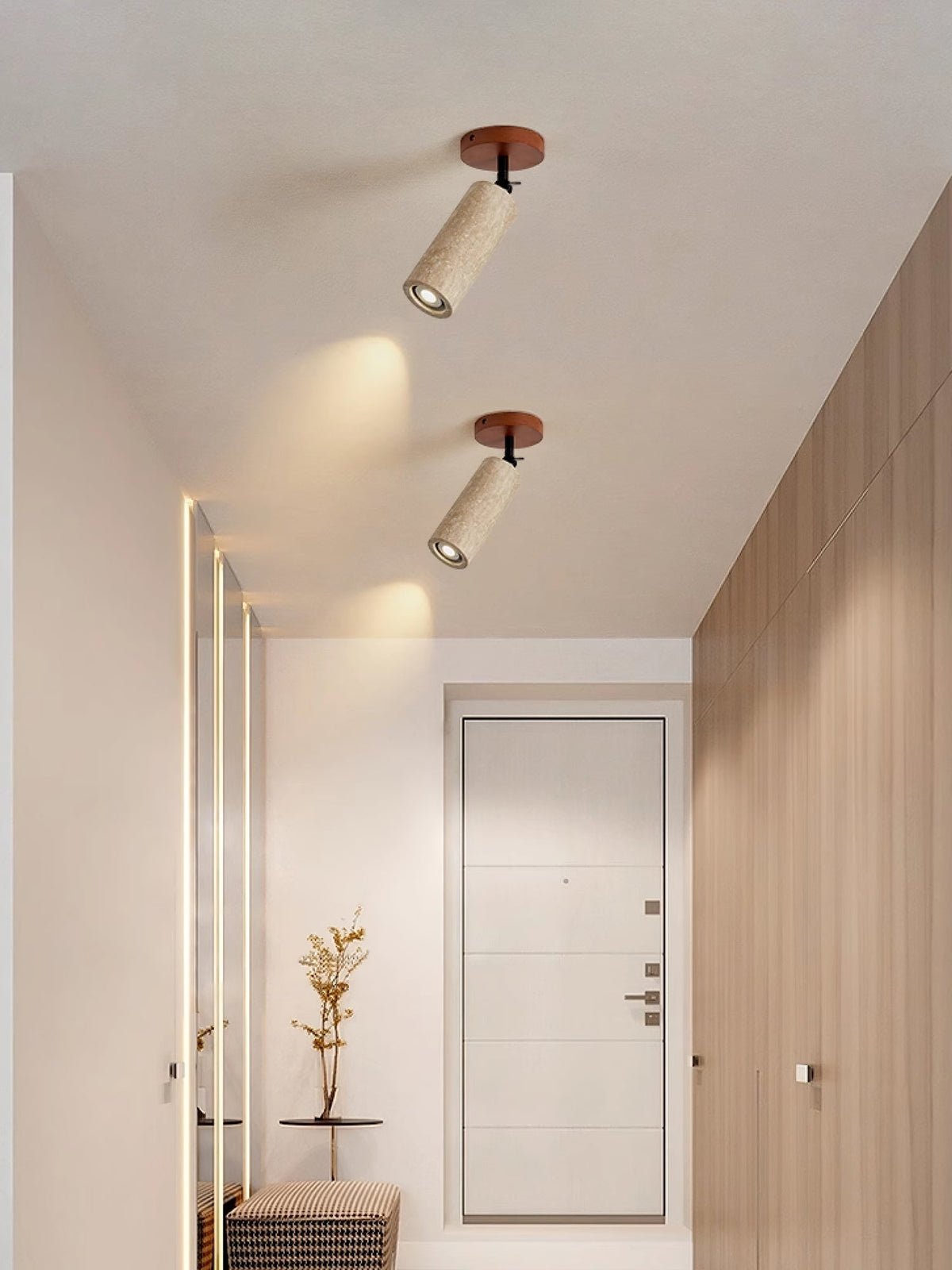 Cesilyra Cylindrical-Tube Travertine Wall Light