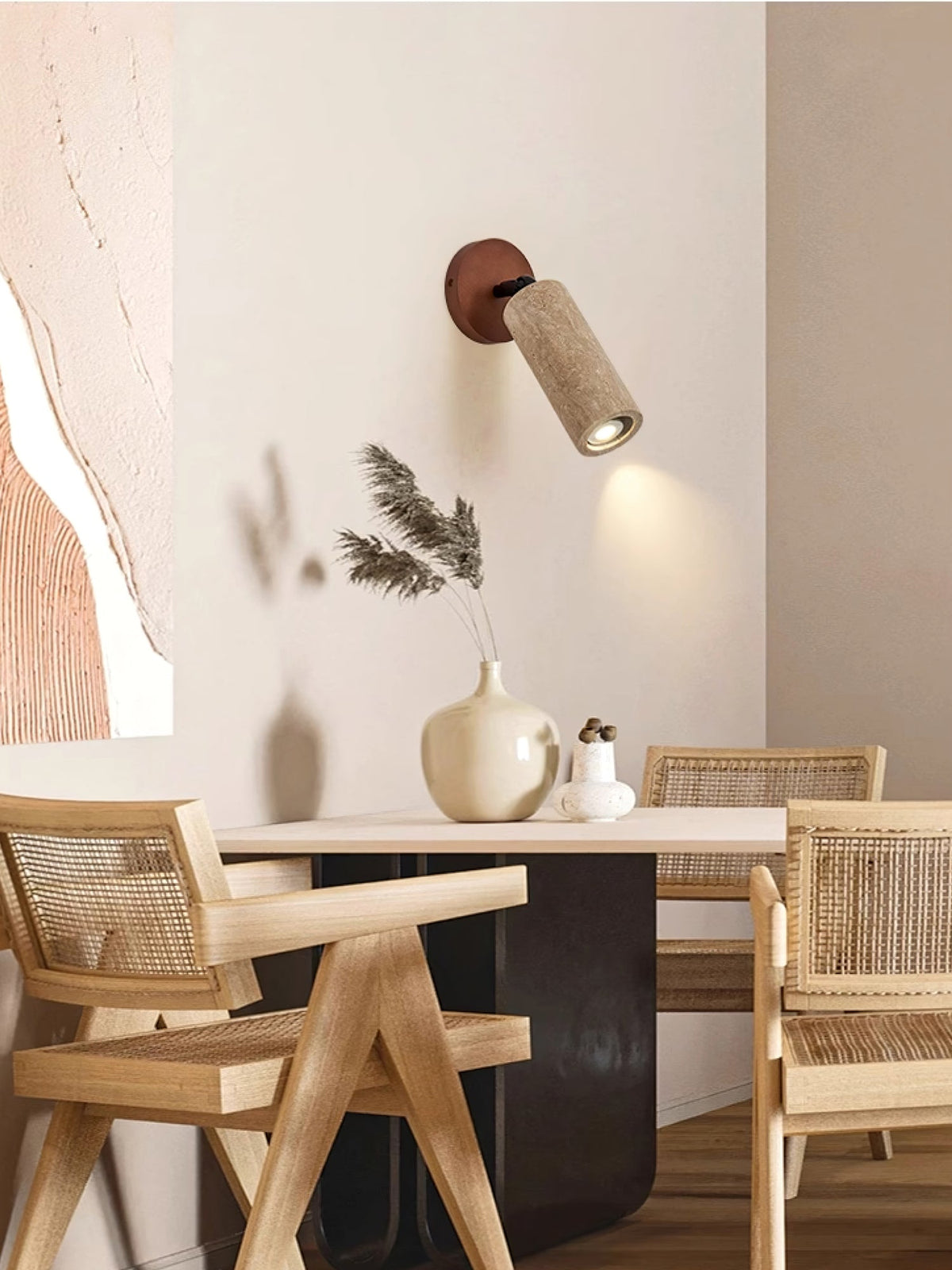 Cesilyra Swivel Cylinder Travertine Wall Light