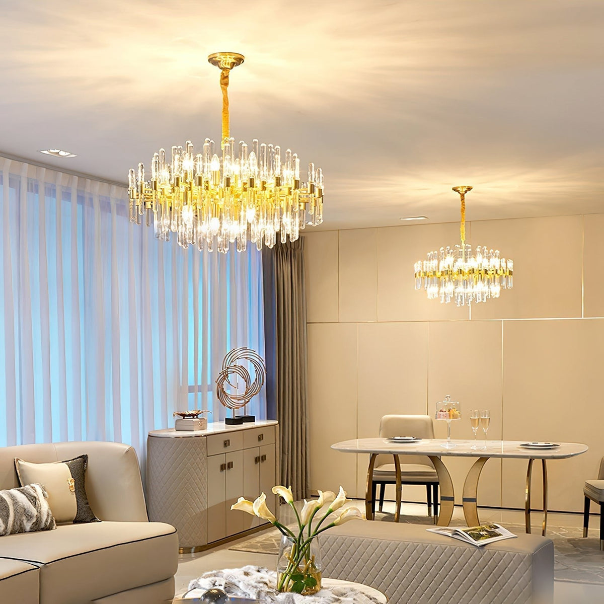 Jorine Chandelier Antique Brass Starburst