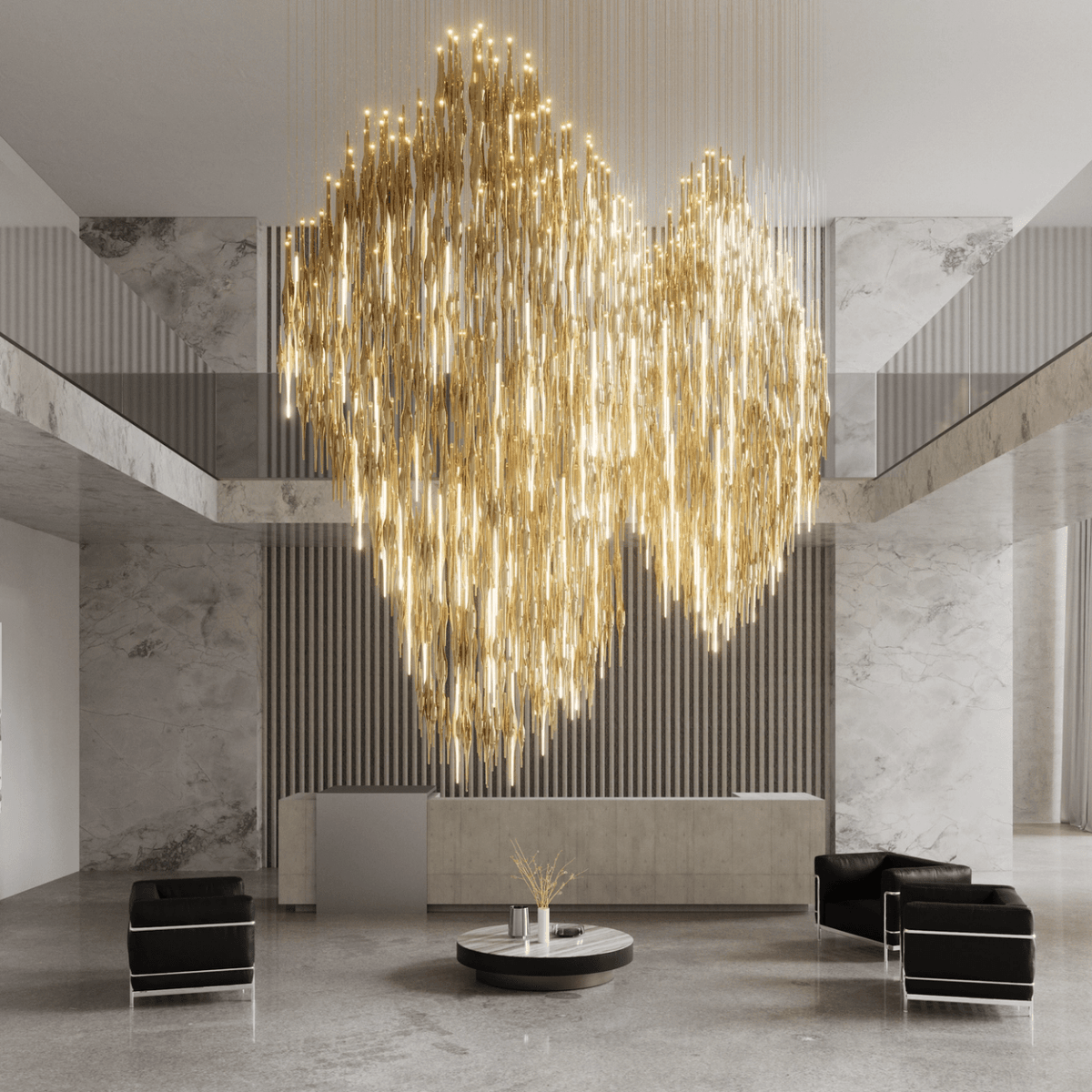 HydroDrop Amber Glass Grand Cascade Chandelier