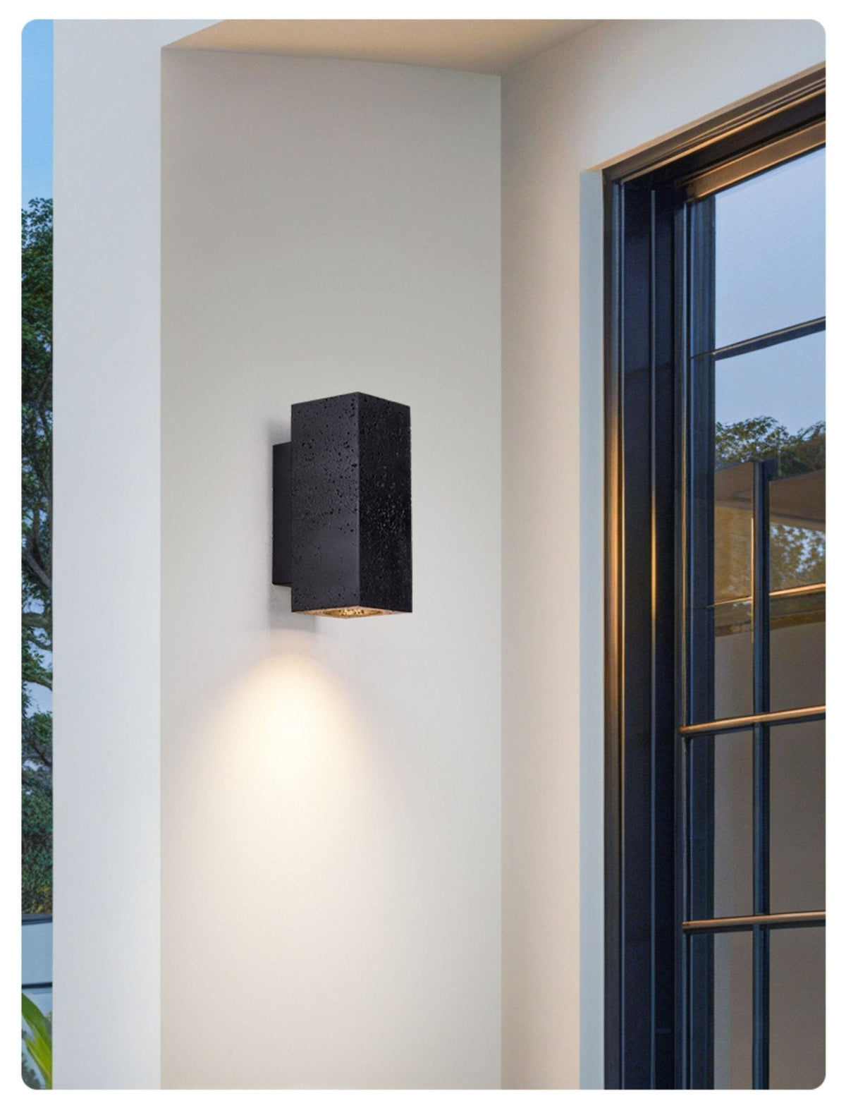 Ewan Cuboid Black Travertine Wall Lamp