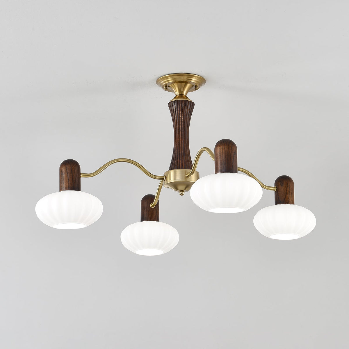 Rinuora Chandelier Walnut Embrace White Finish