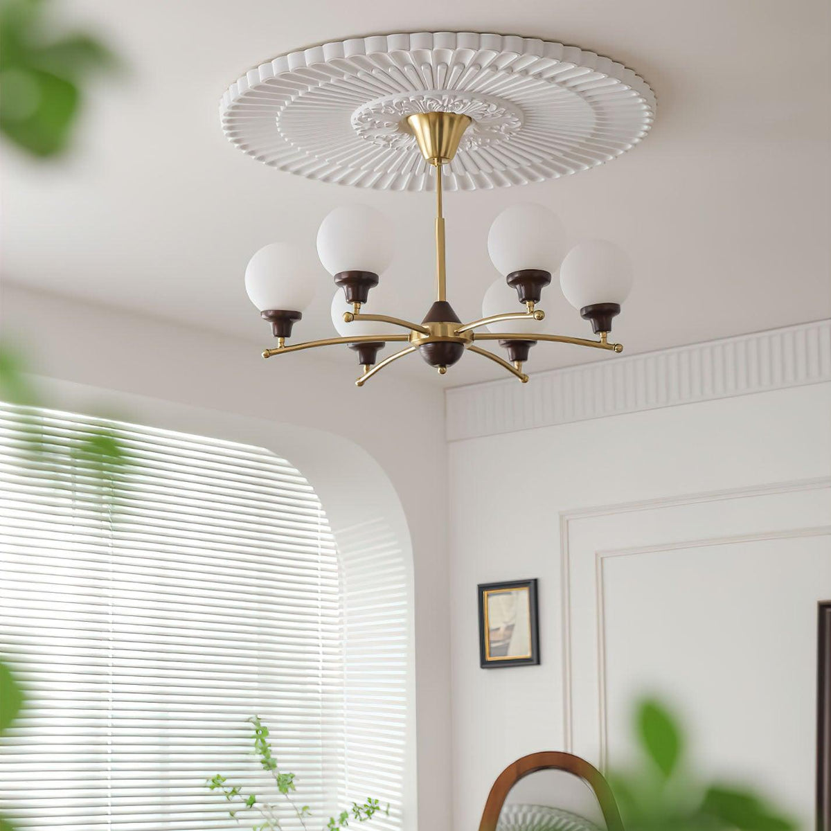 Elvanella Chandelier Walnut Glass Balls