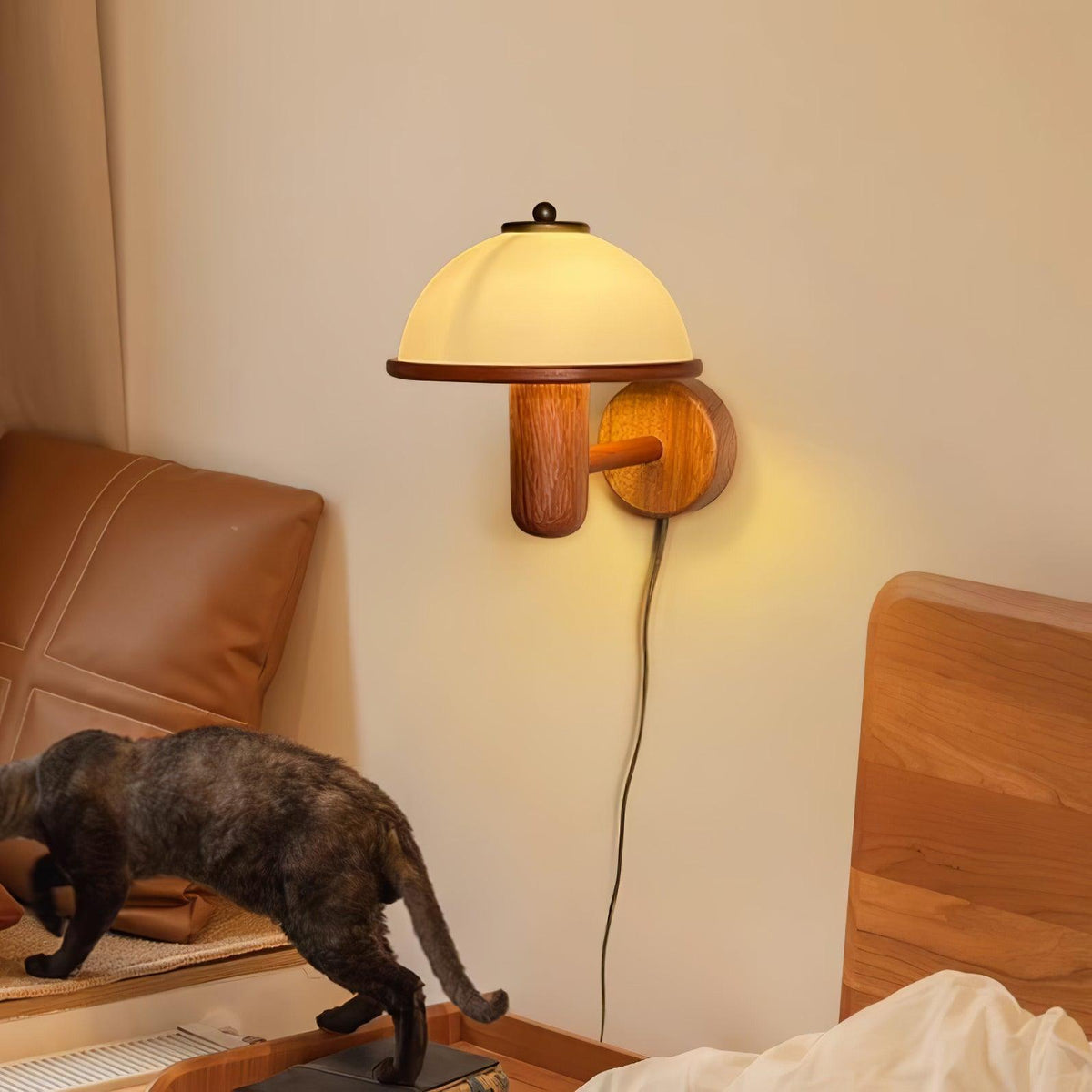Elvarira Wall Lamp Mushroom Wood