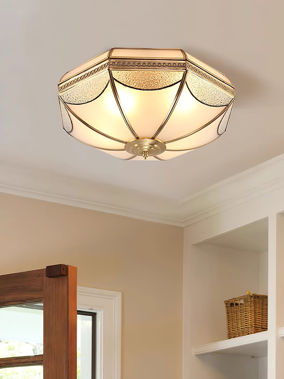 Ellaeara Warehouse Dome Shape Brass Glass Ceiling Lamp