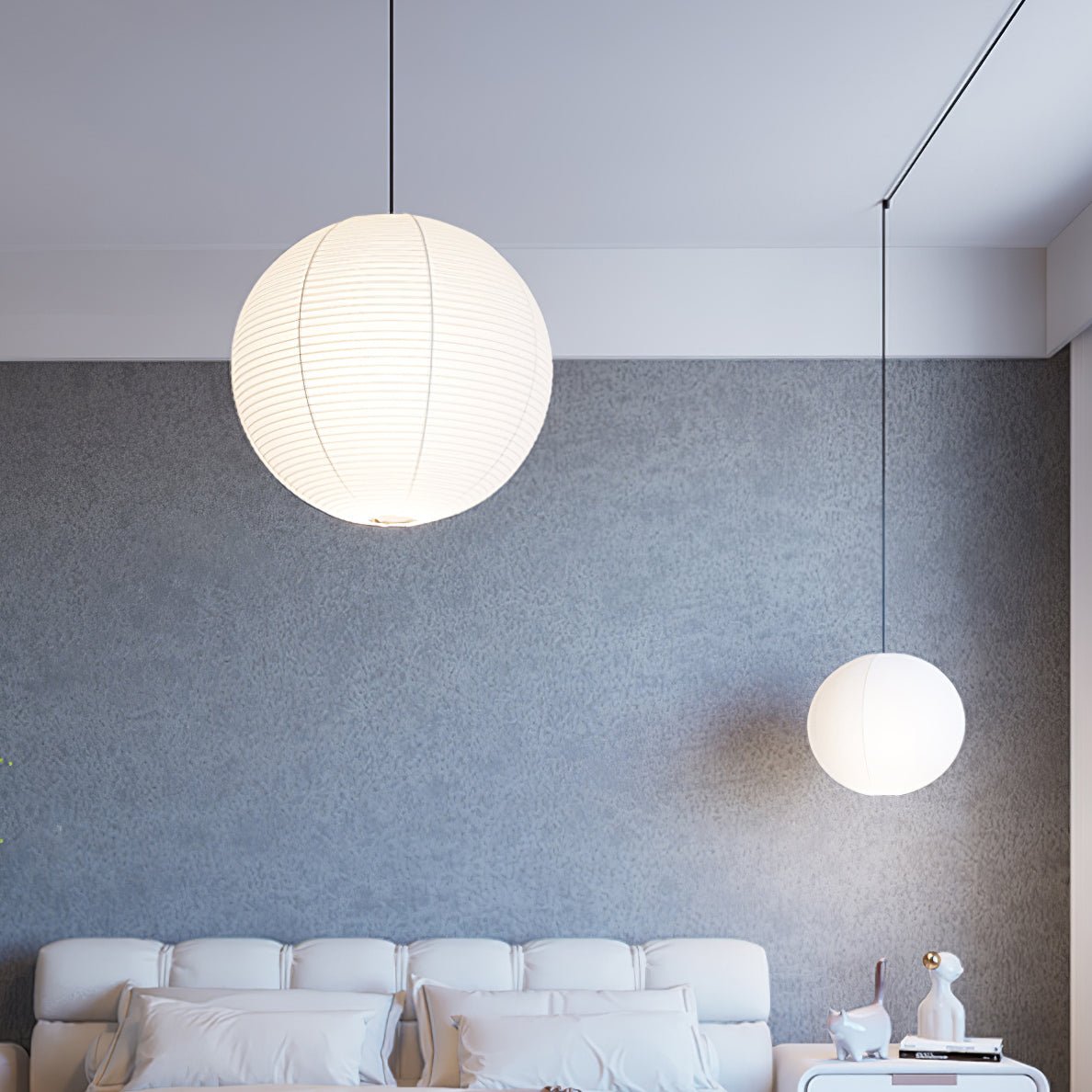 Quaden Paper Globe White Plug Wire Pendant Light