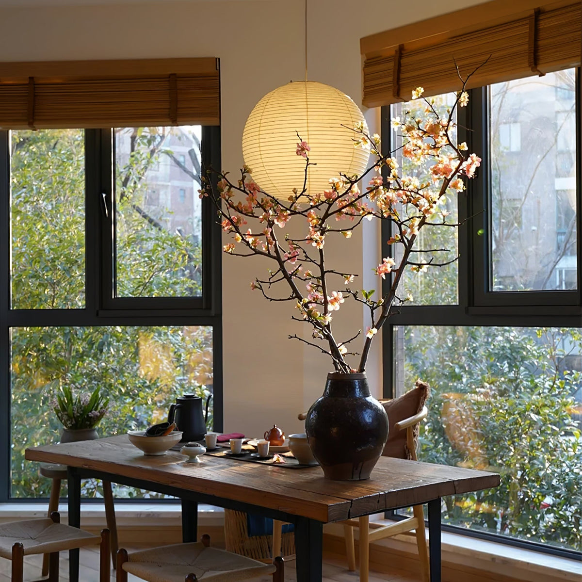 Quaden Paper Globe White Plug Wire Pendant Light