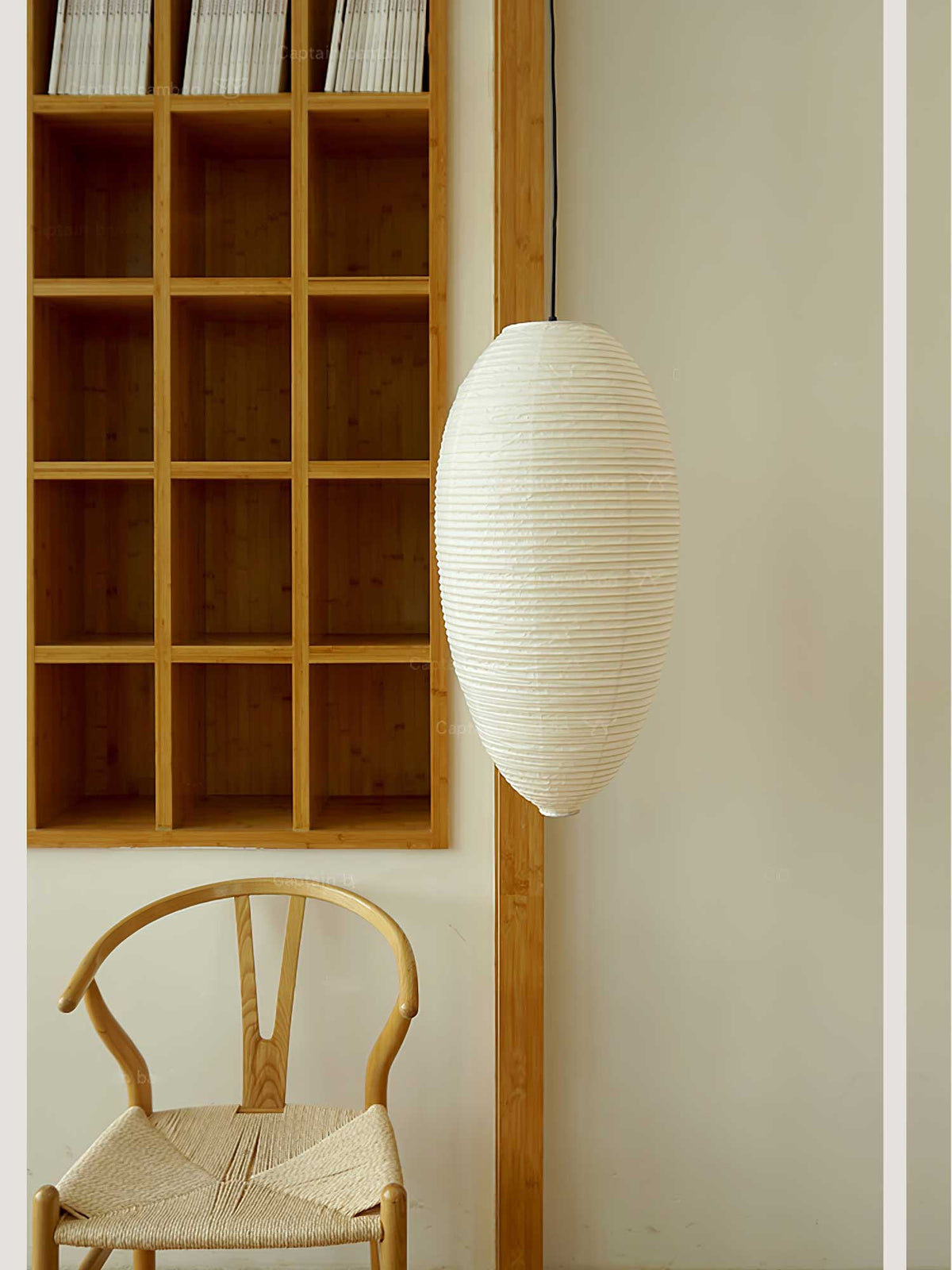 Myraean Modern Minimalist Wabi Chestnut Paper Bamboo Pendant Lamp