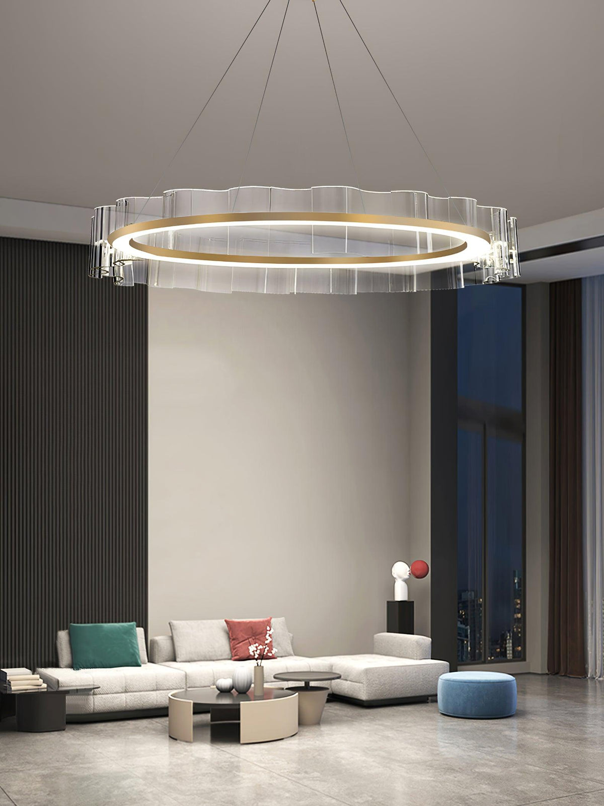 Acoustic Postmodern Luxury Water Wave Glass Chandelier