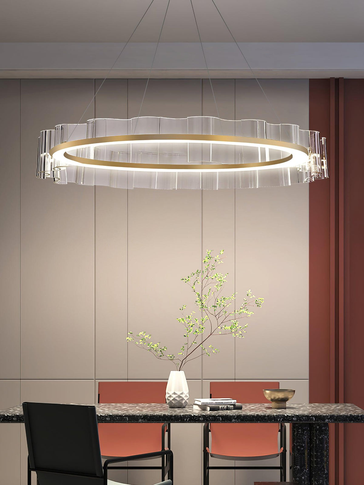 Acoustic Postmodern Luxury Water Wave Glass Chandelier