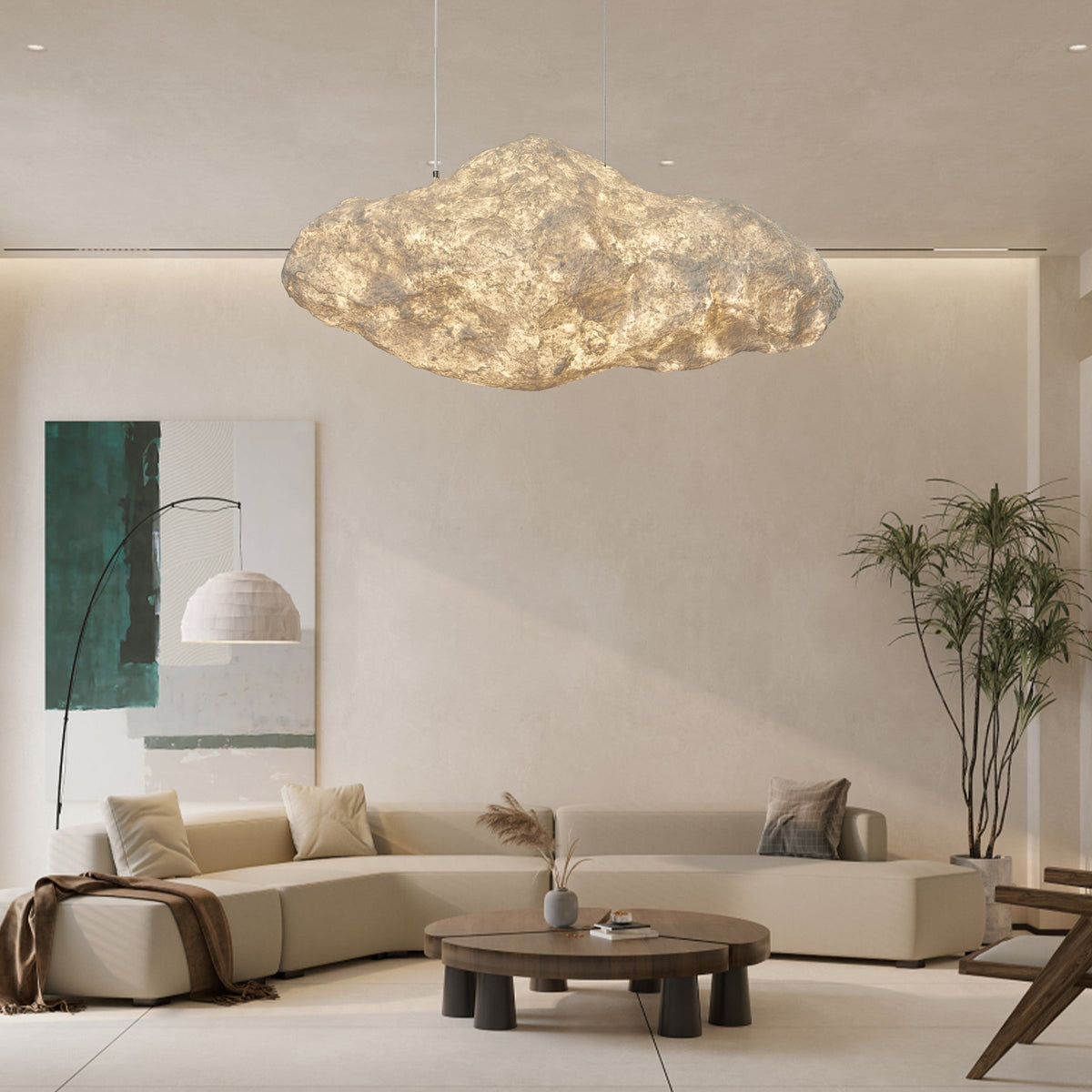 Elliros Textured Paper Pulp Pendant Light
