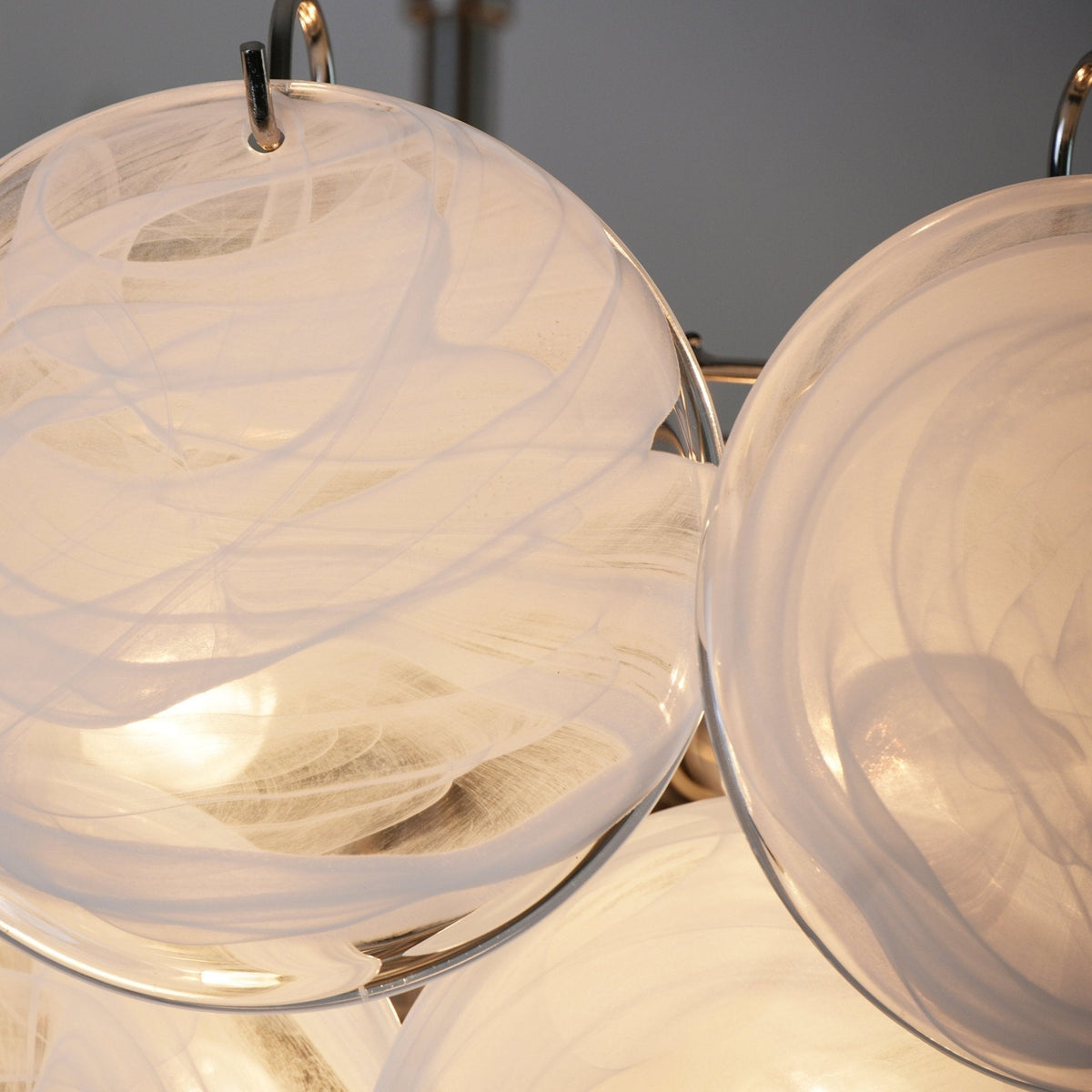 Veloelle Chandelier White Murano Glass Disc Contemporary