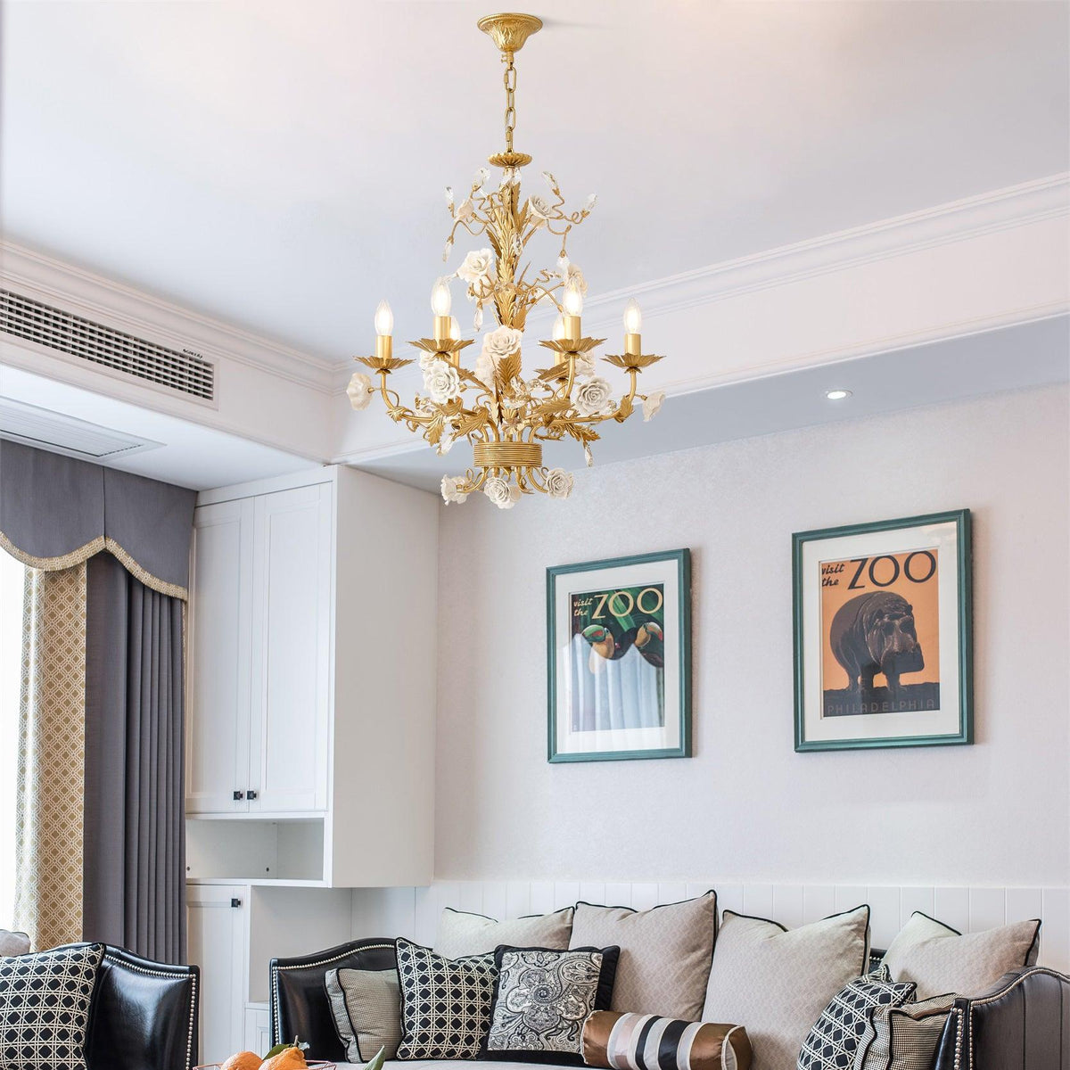 Elyarelle Chandelier White Rose Crystal