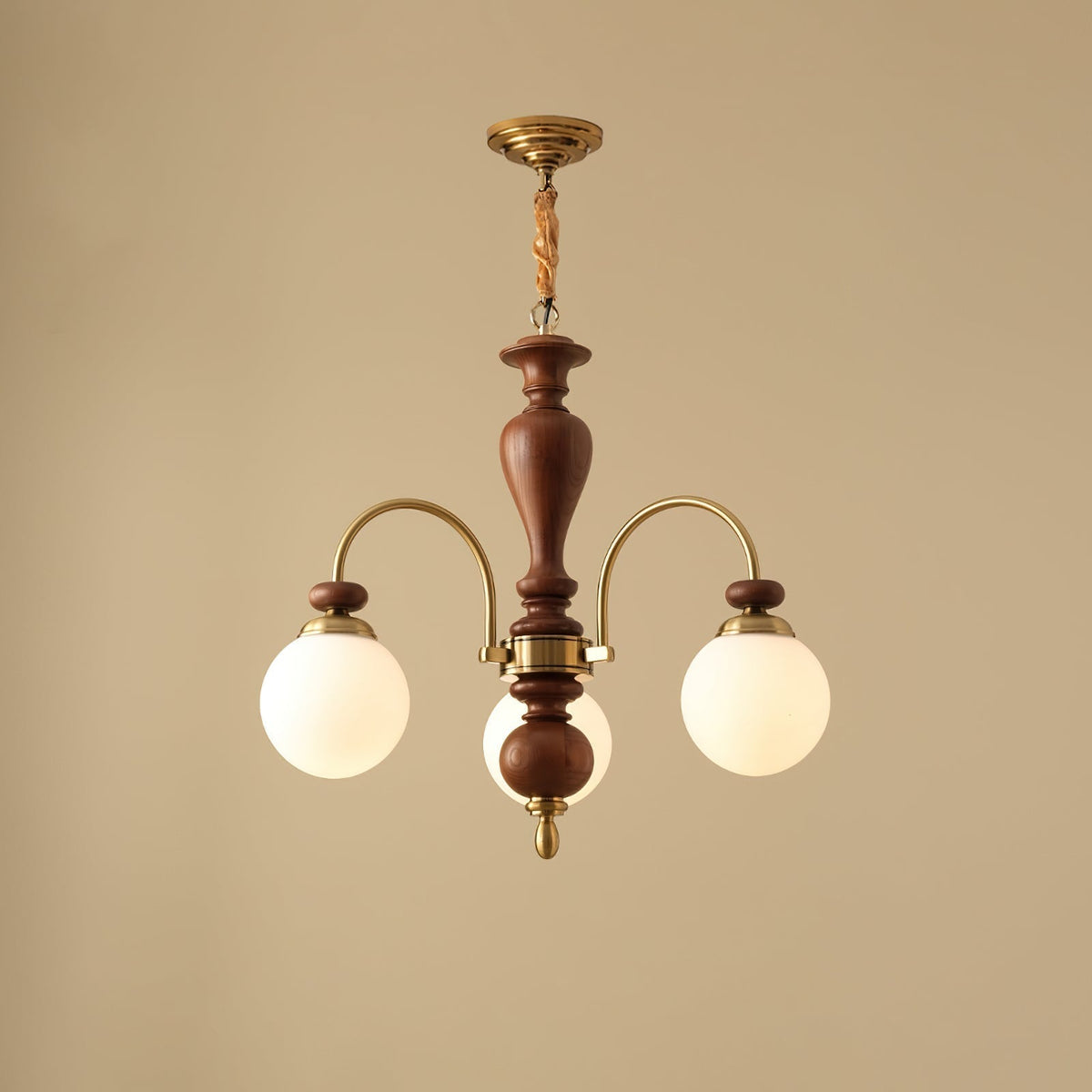 Solara Chandelier Classic Wooden Brass