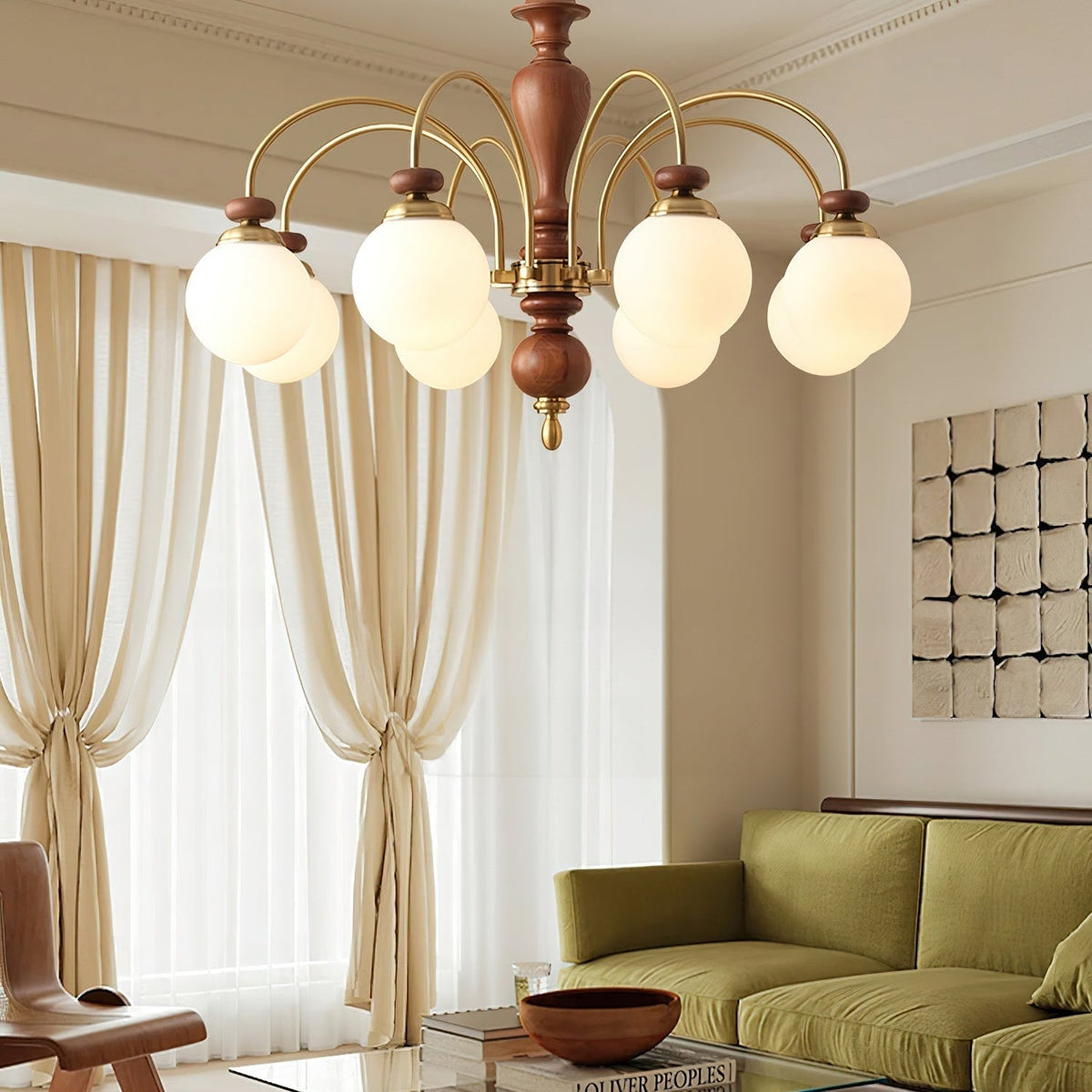 Solara Chandelier Classic Wooden Brass