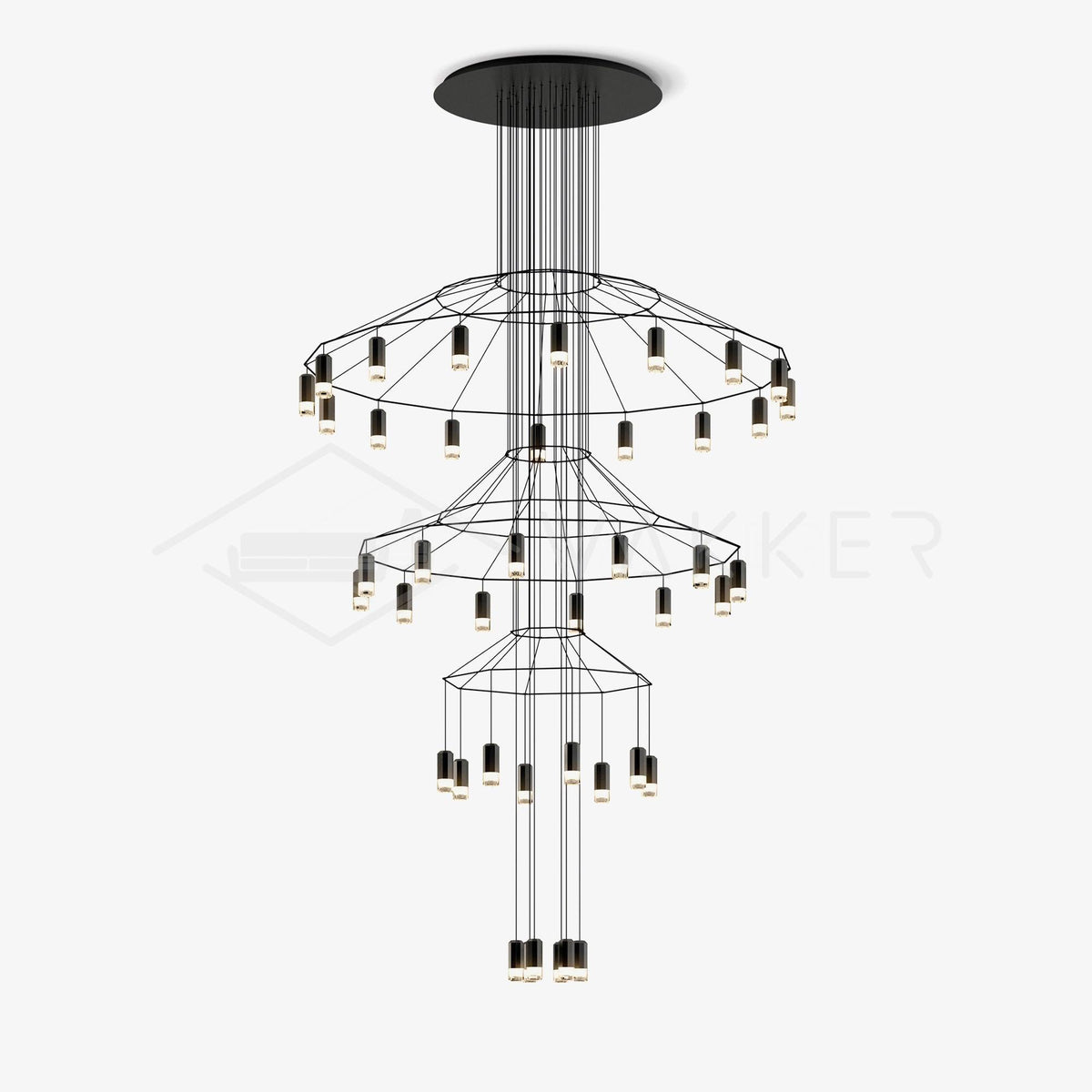 Tevenq Chandelier Lines Black Wireframe LED