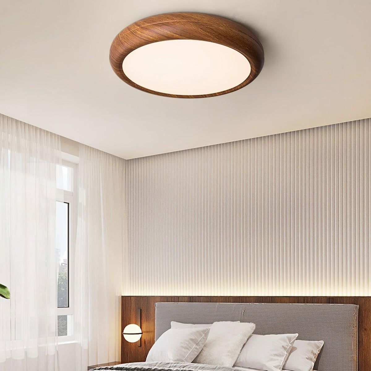 Silas Wood Grain Round Ceiling Light