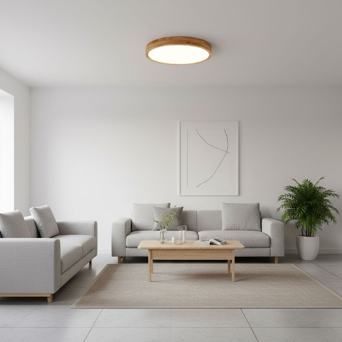 Weson Wooden Geometric Flush Mount Ceiling Light