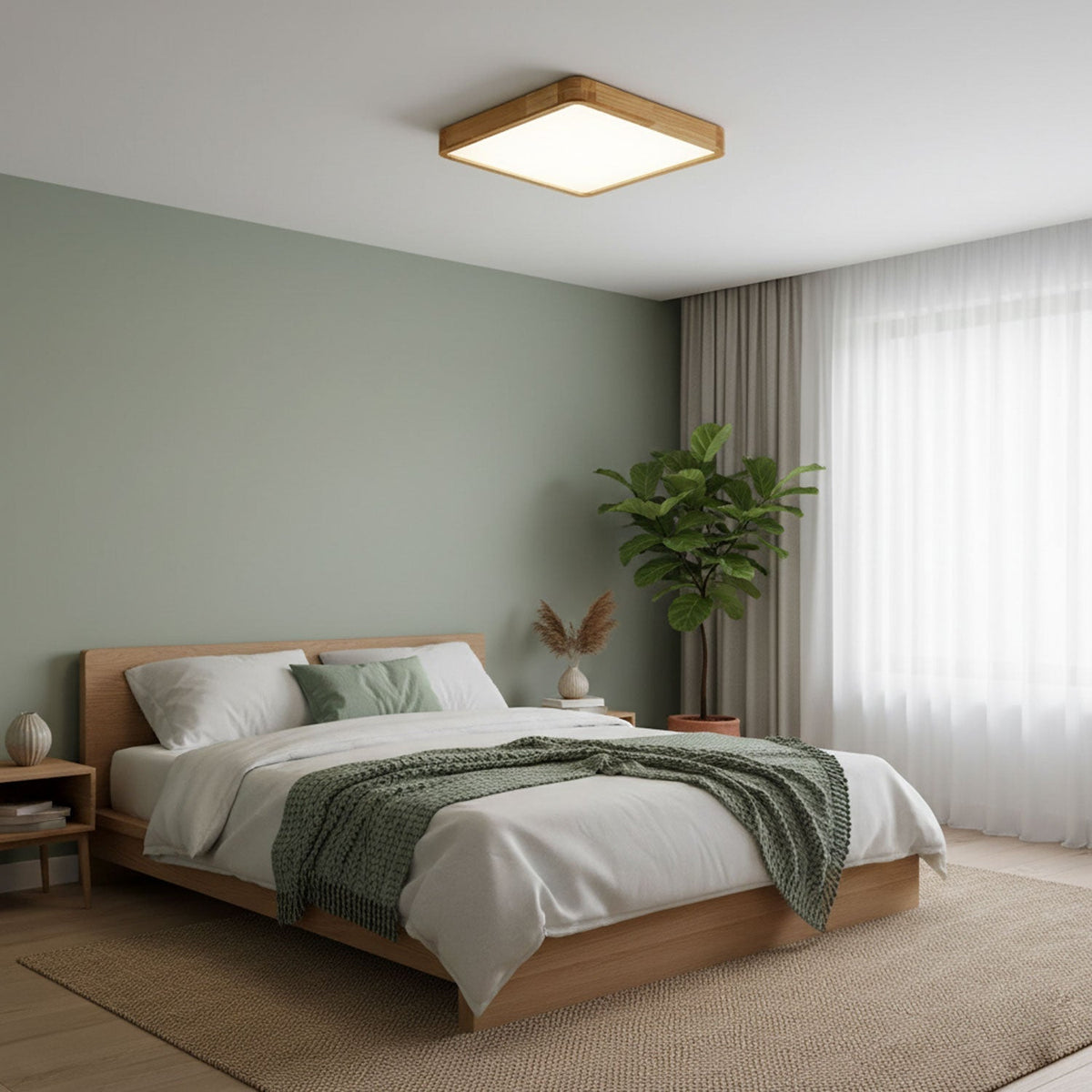 Weson Wooden Geometric Flush Mount Ceiling Light