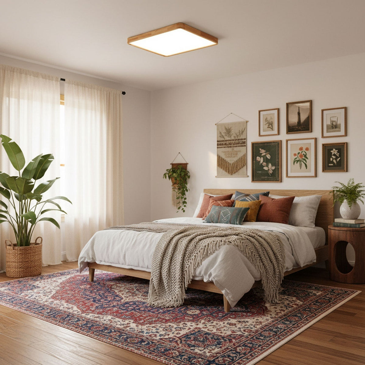 Weson Wooden Geometric Flush Mount Ceiling Light
