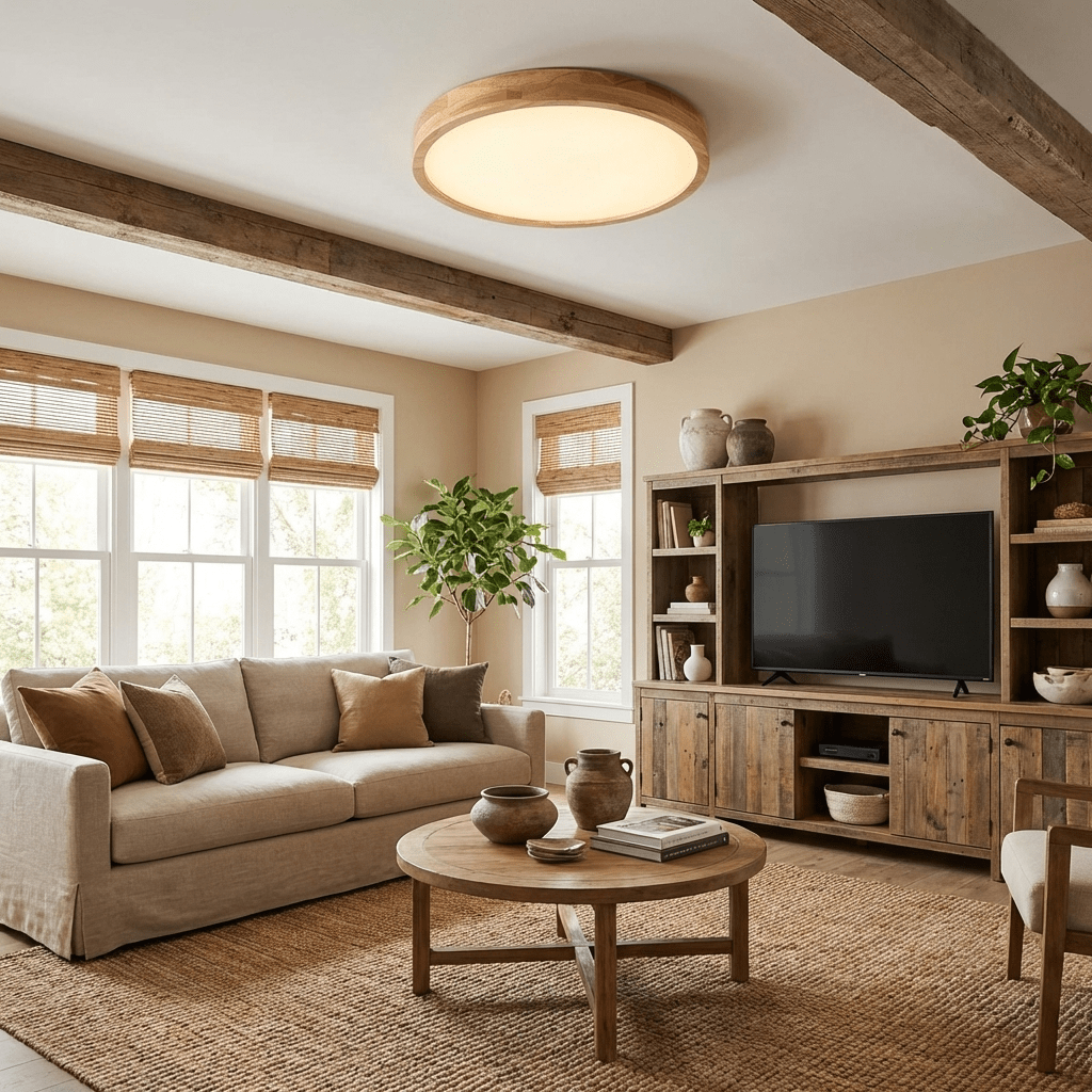 Weson Wooden Geometric Flush Mount Ceiling Light