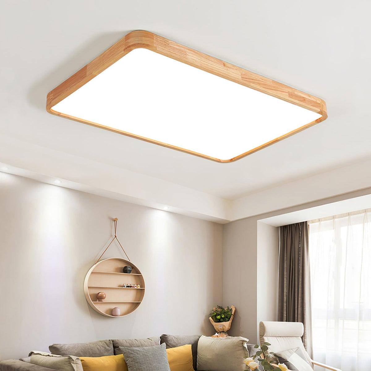 Weson Wooden Geometric Flush Mount Ceiling Light