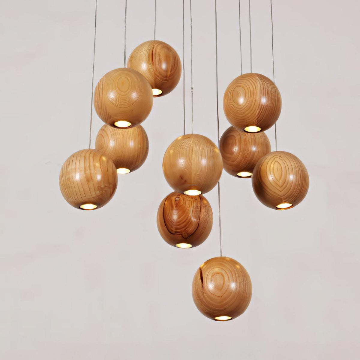 Vixor Nordic Orb Sphere Cluster Wooden Pendant Light