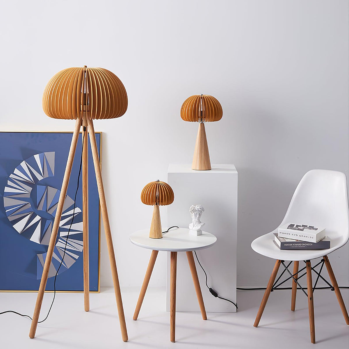 Zetalyre Wooden Tripod Floor Lamp