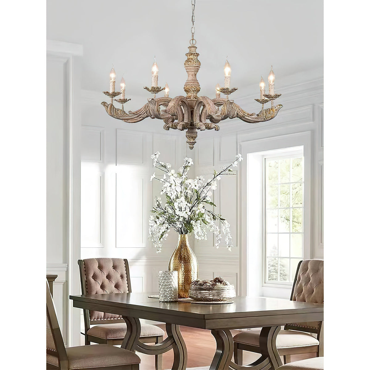 Vovynan Luxury Roman Column Wooden Chandelier