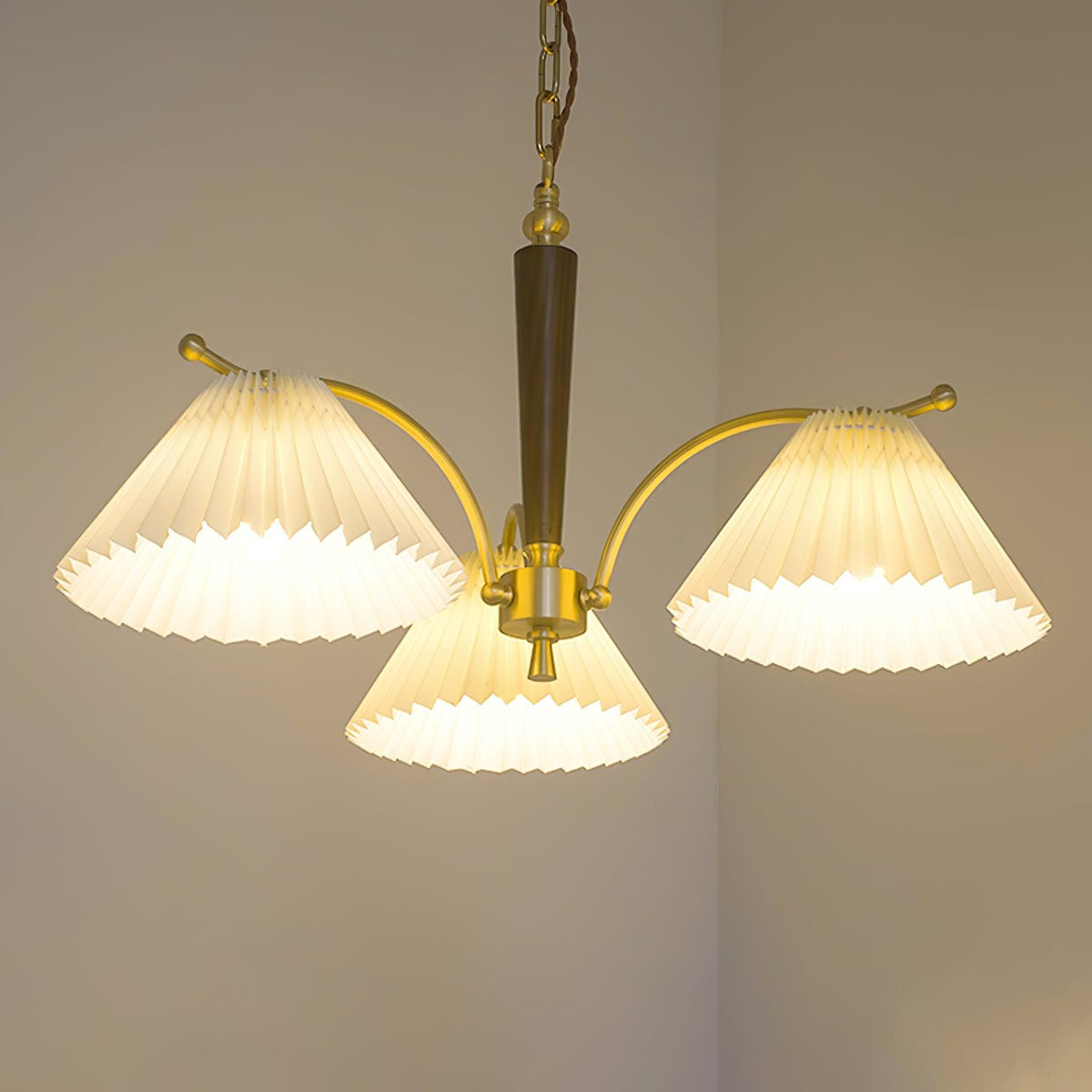 Oriinaria Chandelier Brass Pleated Shade Classic