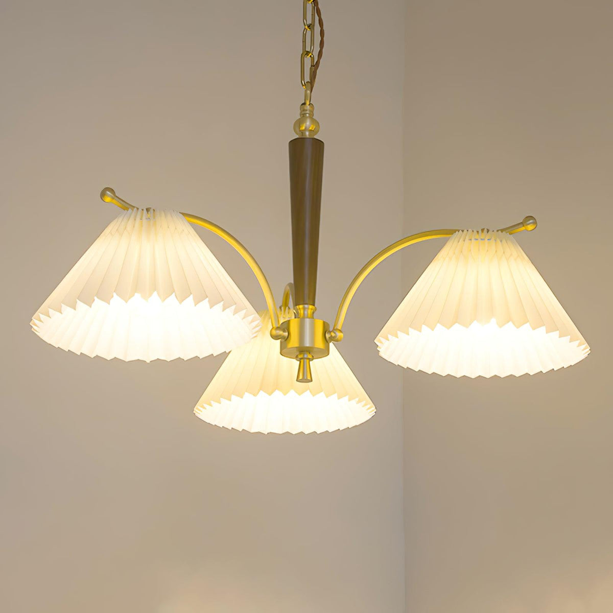 Oriinaria Chandelier Brass Pleated Shade Classic