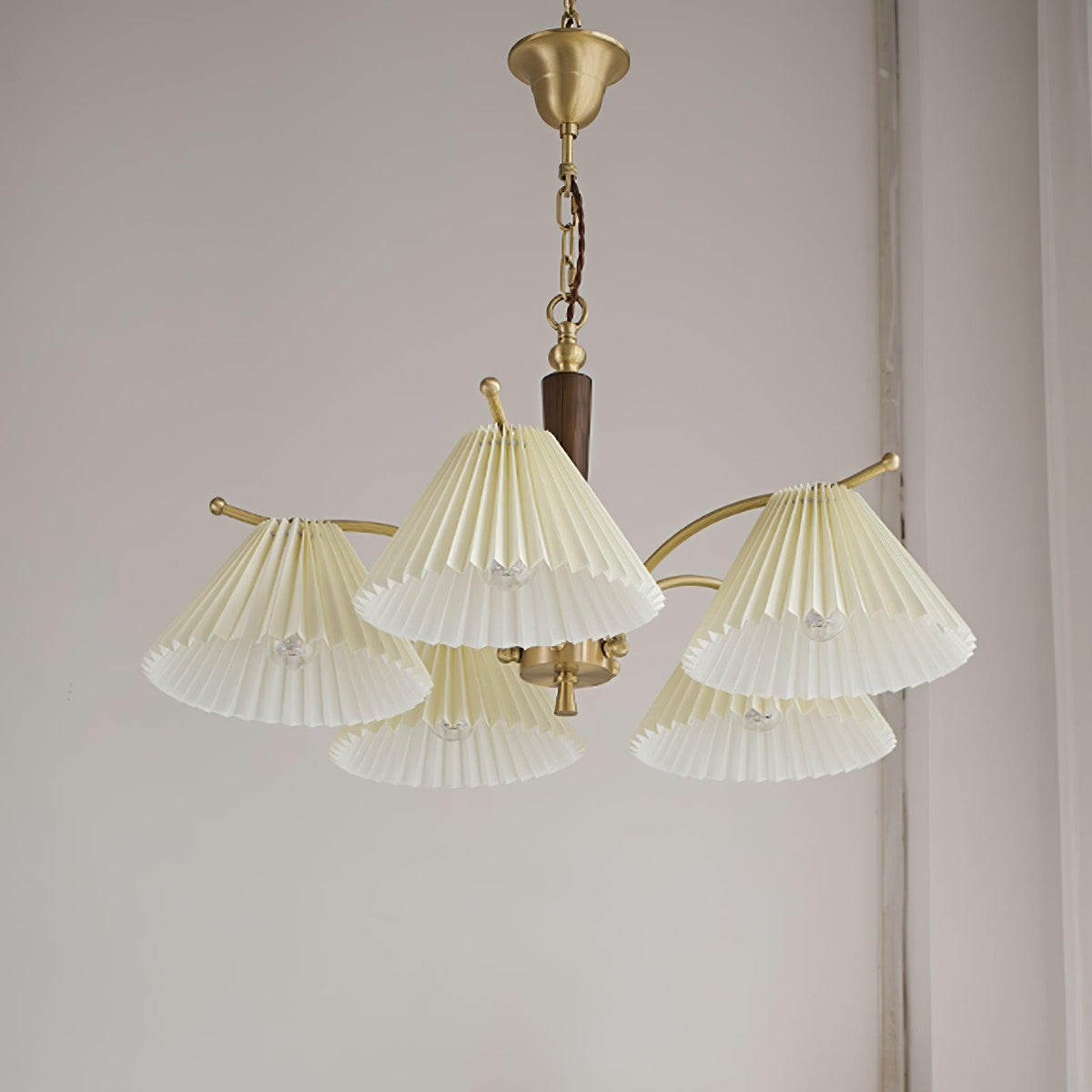 Oriinaria Chandelier Brass Pleated Shade Classic