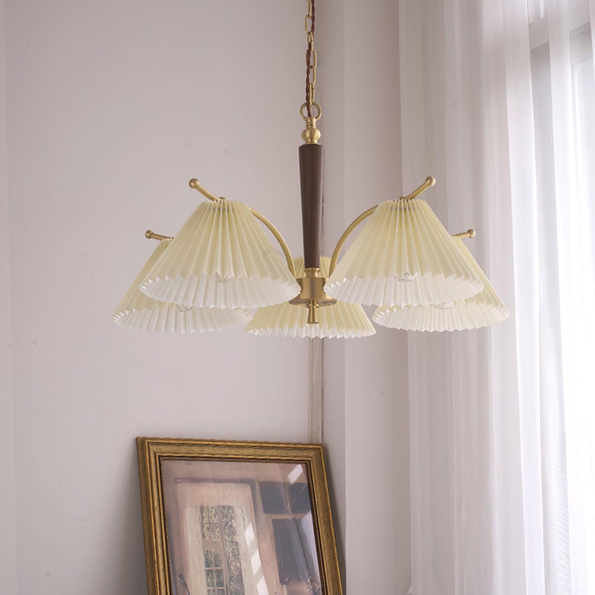 Oriinaria Chandelier Brass Pleated Shade Classic