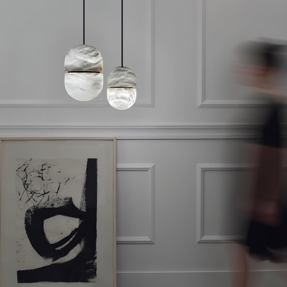 Satatr Alabaster Pendant Light Capsule-shaped
