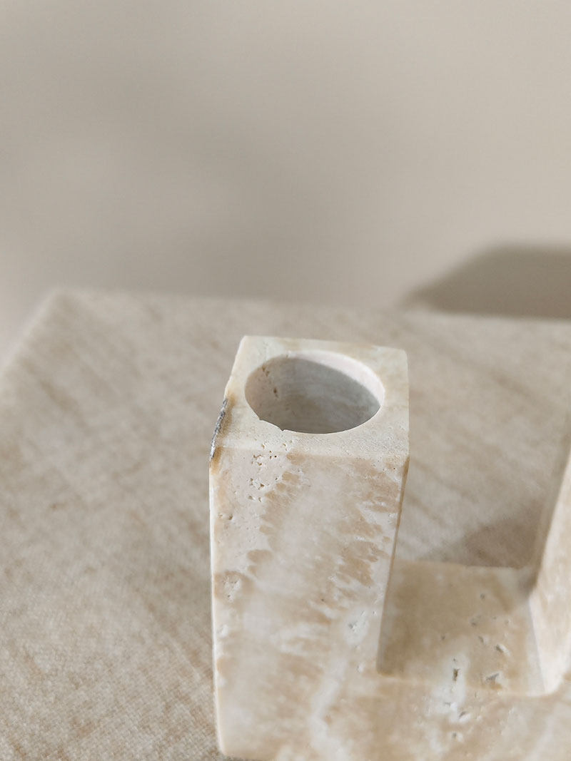 Horze Modern Yellow Travertine Candle Holder
